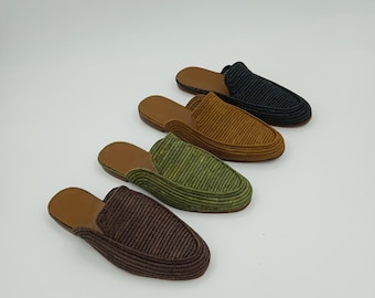 Mocasines de rafia marroquí hechos a mano para hombre: zapatos de boda, regalo artesanal, calzado natural de verano, zapatos de rafia para hombre