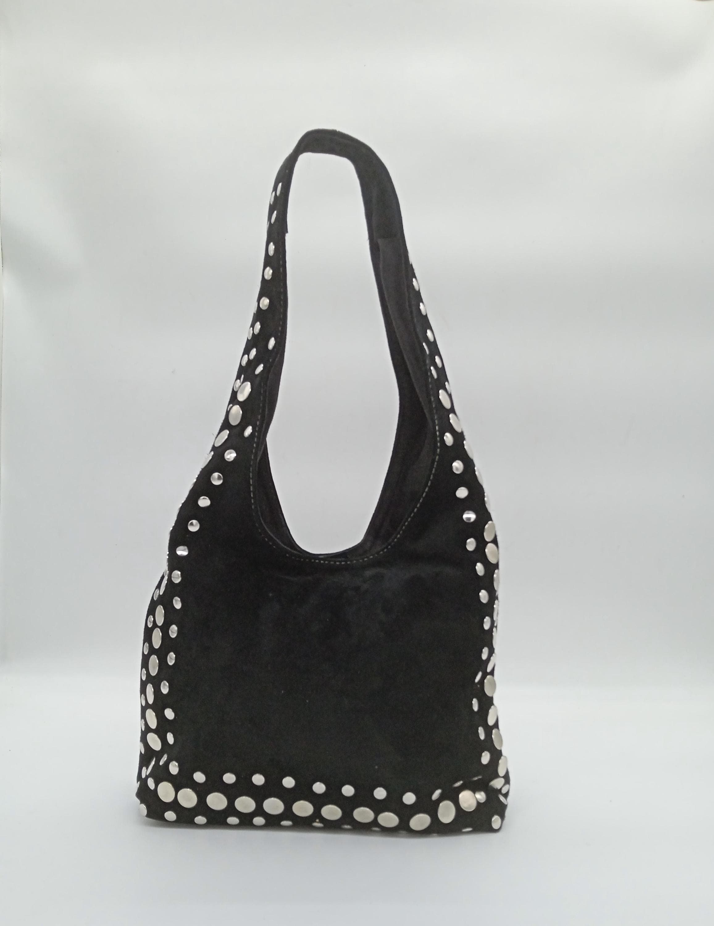 Studded Suede Shoulder Bag, Women Studded Bag, Studded Leather Bag