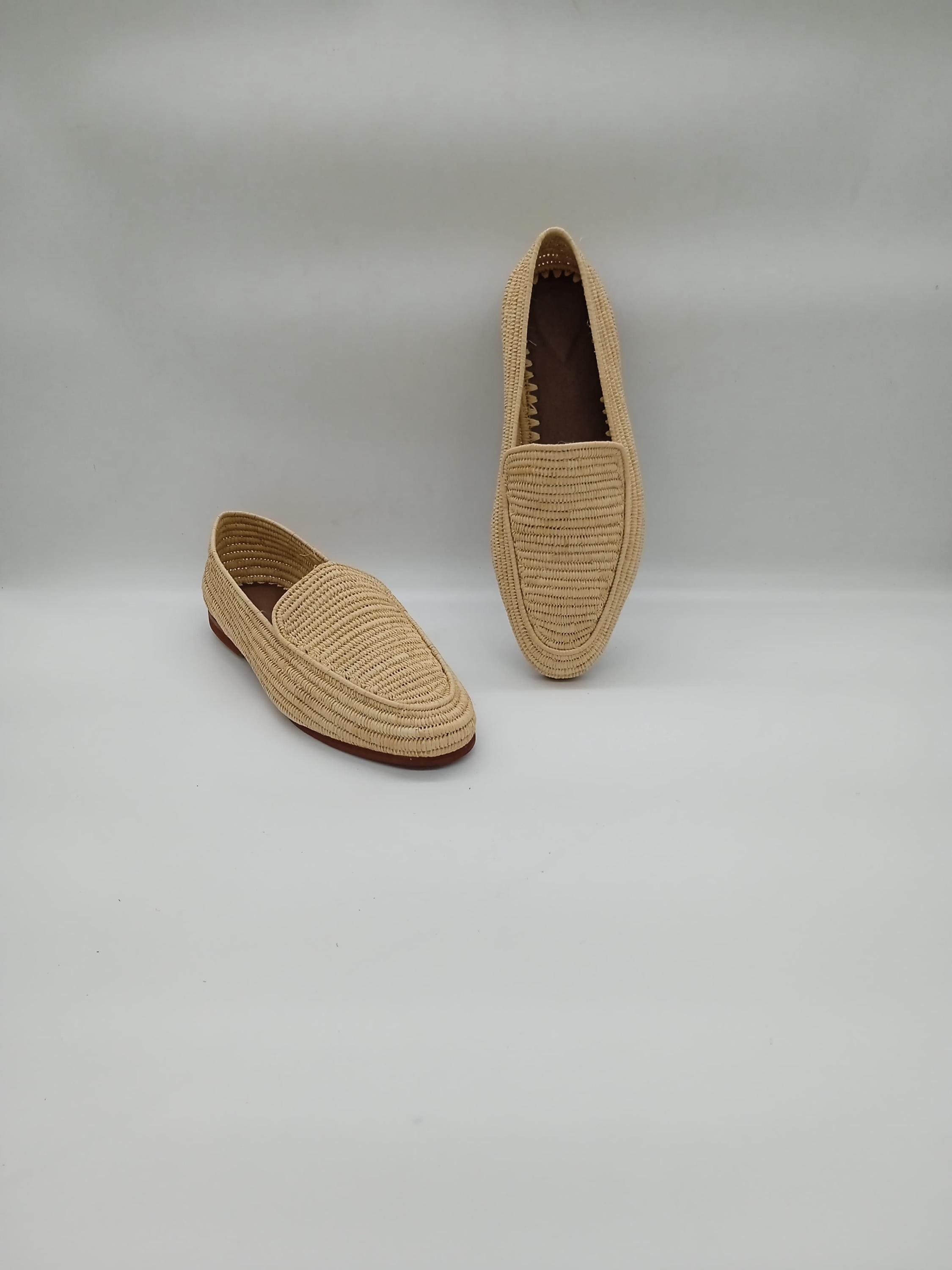 Handmade Moroccan Raffia Loafers for Men – Wedding Shoes, Artisanal raffia shoes Gift, Premium Natural Footwear, handmade raffia shoes