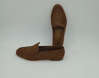 Mocasines de rafia marroquí hechos a mano para hombre: zapatos de boda, zapatos de rafia artesanales, calzado natural premium, zapatos de rafia hechos a mano.