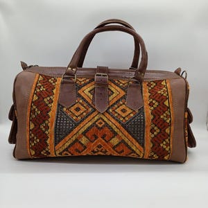 boho kilim travel bag, colorful kilim travel bag, kilim Travel Bag,kilim Duffel Bag,Weekender bag,Duffel Bag,Leather kilim overnight bag