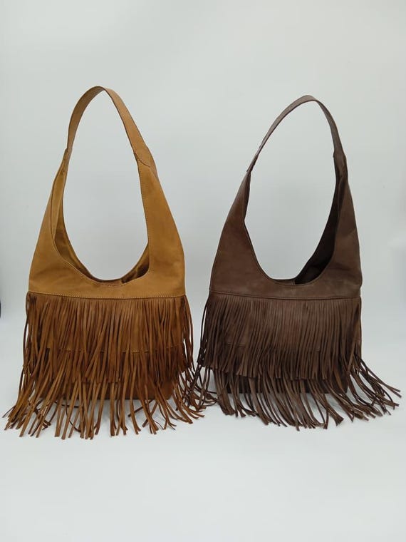 Fringe Leather Shoulder Bag, Women Fringe Bag, Studded Leather Bag 