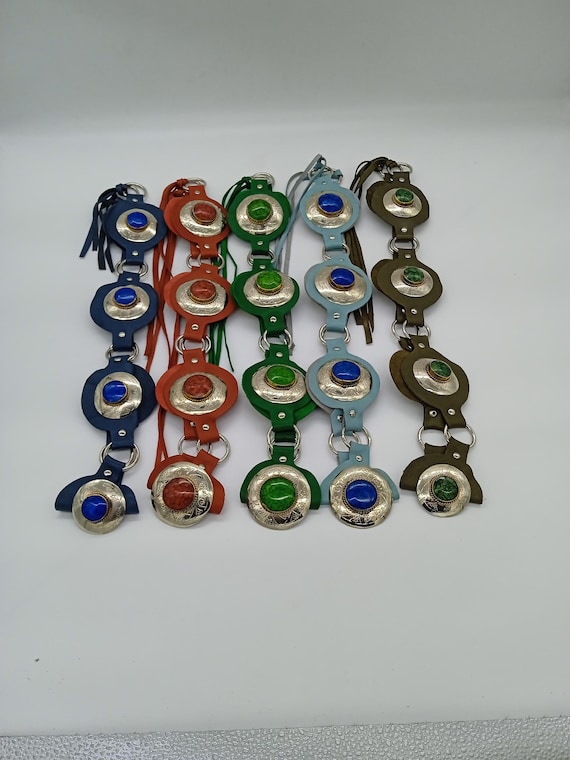 Artisan Moroccan Belt Moroccan Leather Disc Belt Concho Metal Stud Boho Artisan  main image 4