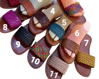 handmade leather sandals for women, artisanal leather summer sandals for women, woven leather slippers for women, summer beach sandals women