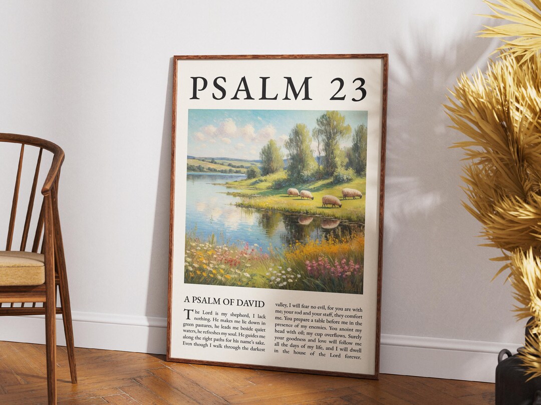 Psalm 23 Christian Wall Art, the Lord is My Shepherd Poster, Vintage ...
