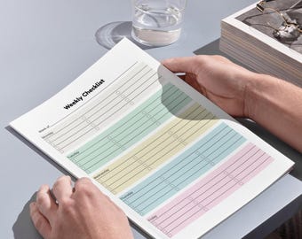 Weekly Checklist Printable | 5 Color Options | Digital Download