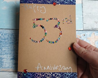 53rd anniversary card, wedding anniversary, UK seller