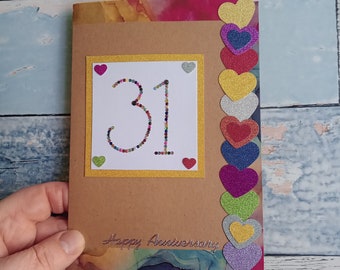 31st anniversary card, wedding anniversary, UK seller