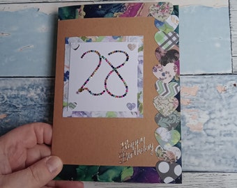 28th happy birthday greeting card 28, blank inside