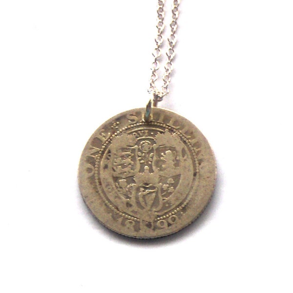 1899 One Shilling Pendant, Queen Victoria Pendant, Antique British Coin Necklace