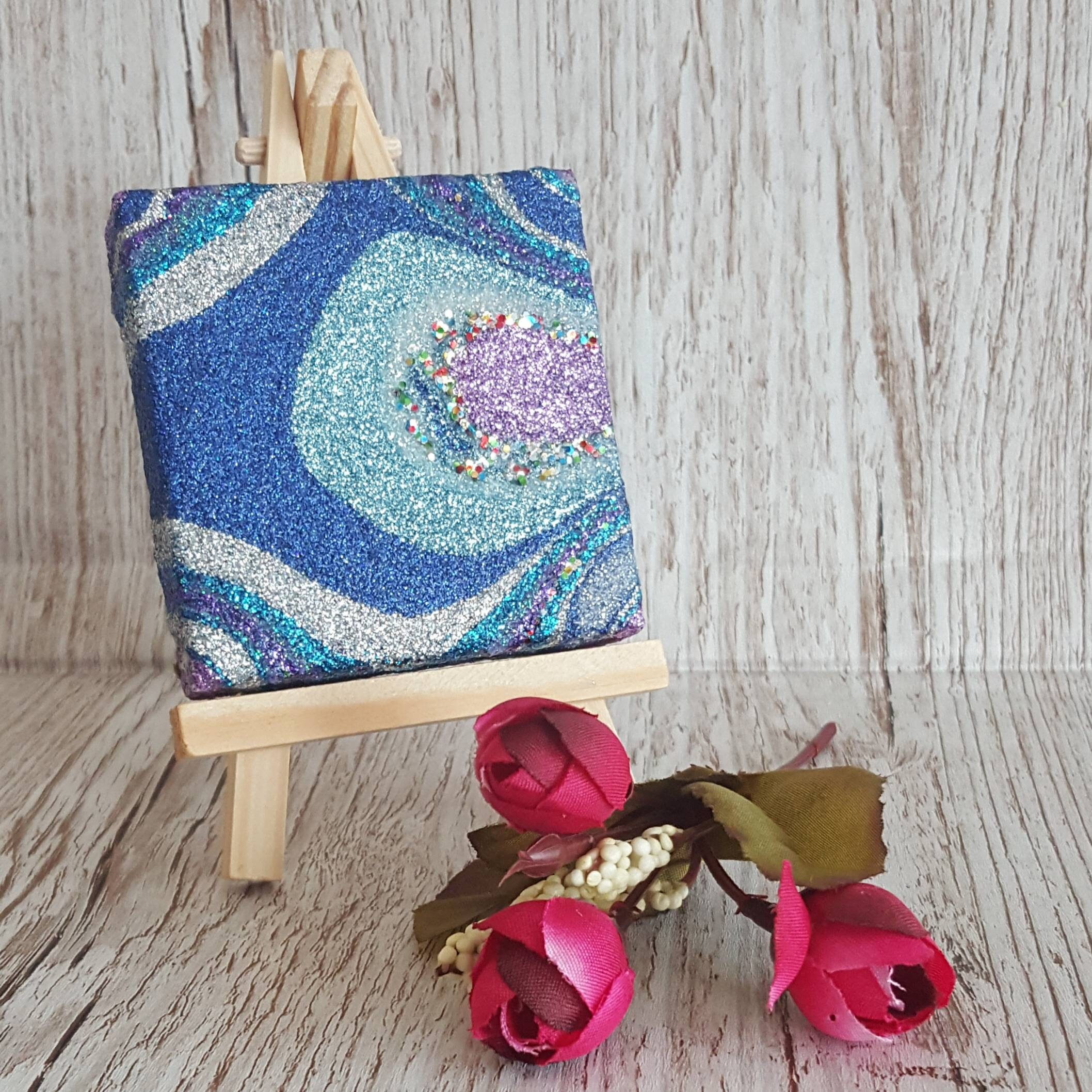 Glitter Canvas Art Original Abstract Artwork no. 15 mini Etsy