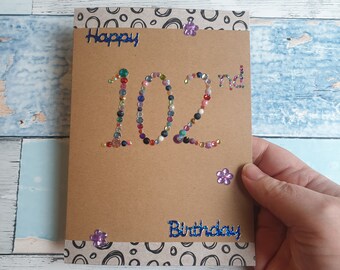 102nd happy birthday greeting card 102, blank inside