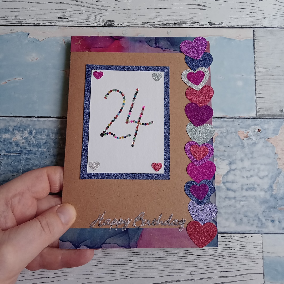 Simple 24 Card 24th Happy Birthday Greeting Card 24, Blank Inside - Etsy