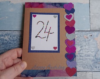 24th happy birthday greeting card 24, blank inside