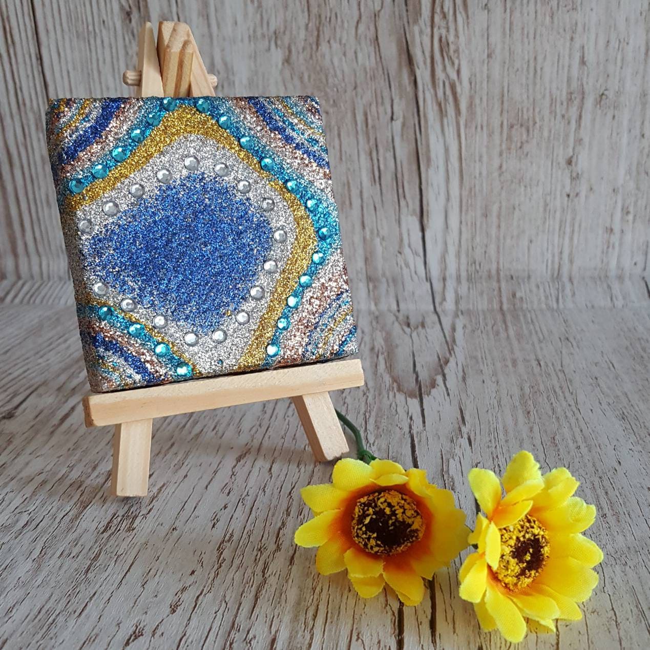 Glitter Canvas Art Mixed Media Original Abstract Artwork no. Etsy