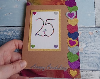 25th happy birthday greeting card 25, blank inside