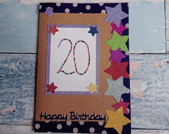 20th birthday card, blank inside, 20