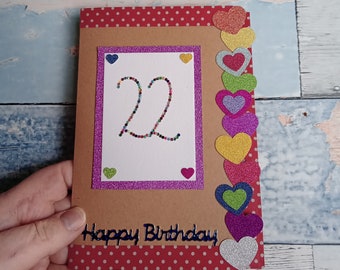 22nd happy birthday greeting card 22, blank inside