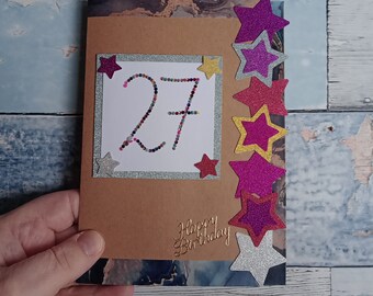 27th happy birthday greeting card 27, blank inside