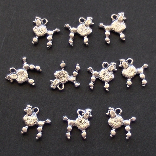 PERRO caniche encantos x 10, estilo tibetano de plata, antiguo tono plata, vendedor de UK