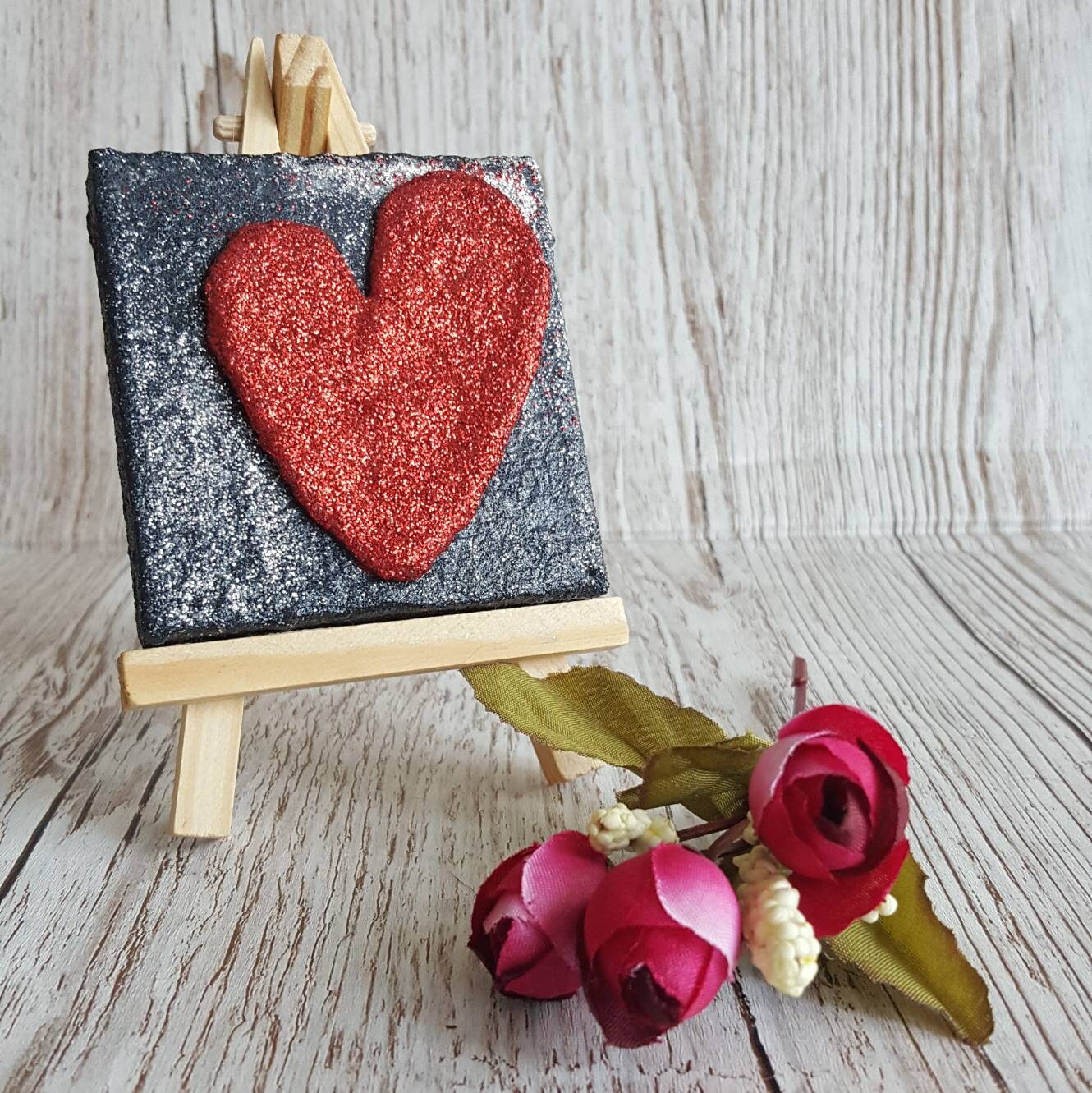 Glitter Mixed Media mini canvas Original Abstract Artwork no. Etsy