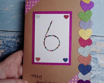 6th anniversary card, wedding anniversary, 18x12.5cm, UK seller