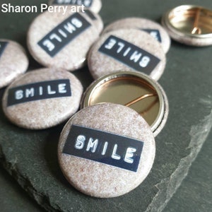 SMILE mental health 2.5cm button badge pin
