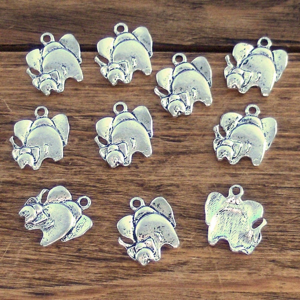 10 Mother and Baby Elephant Charms