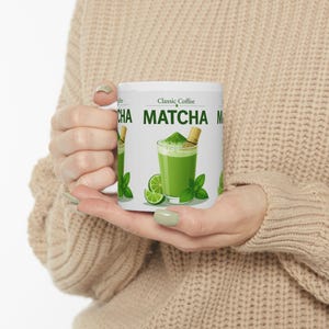 Matcha Ceramic Mug, Green Tea Lover Gift, Japanese Tea Cup, Tea Gift Idea, Matcha Drinkware, Kitchen Decor, Tea Lover Gift, Matcha Latte Cup