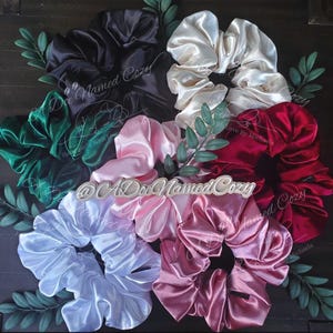 Scrunchies; Oversized; Jumbo Scrunchies; Silk Satin; Big Scrunchies; Hair Ties; Stocking Stuffers; Self-Care; Homemade, Soft Hair Scrunchies