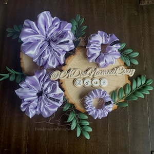 Scrunchies; Soft Hair Scrunchie; Oversized; Purple Scrunchie; Silk Satin; Hair Tie; Bridal Party Gift; Stocking Stuffer; Self-Care; Homemade