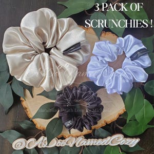 Scrunchie; Soft Hair Scrunchie; Oversized; Bundle Scrunchies; Silk Satin; Hair Tie; Bridal Party Gift; Stocking Stuffer; Self-Care; Homemade