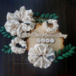 Scrunchies; Soft Hair Scrunchie; Oversized; Ivory Scrunchies; Silk Satin; Hair Tie; Bridal Party Gift; Stocking Stuffer; Self-Care; Homemade