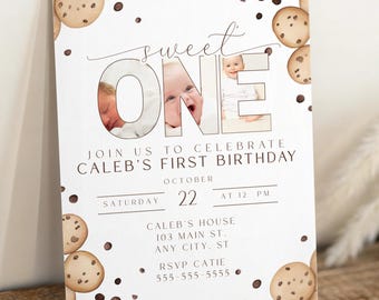 One Sweet Boy Invitation, Sweet One Birthday, Sweet One Printable Birthday Invitations, One Sweet Boy Cookie, Boy First Birthday Invite