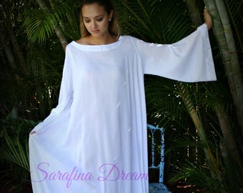 100% Cotton Angel Sleeve Nightgown Choir Jane Austen Era Lingerie Cotton Sleepwear White Cotton Nightgown