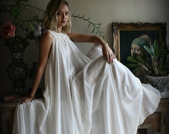100% Cotton Nightgown Jane Austen Full Sweep Lingerie Sleepwear Nightgown Cotton Lingerie Honeymoon Cotton Sleepwear