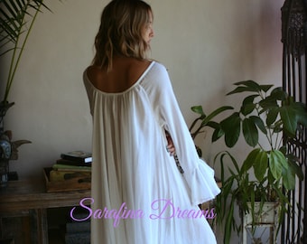Ruffled Long Sleeve Cotton Nightgown: Jane Austen Style Sleepwear