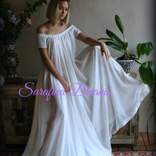 100% Cotton Nightgown Cap Sleeve Jane Austen Full Sweep Lingerie Sleepwear White Cotton Nightgown Cotton Lingerie Honeymoon Cotton Sleepwear