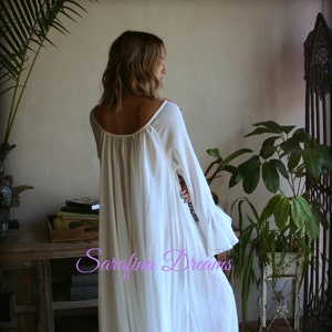 White Cotton And Prints Long Sleeve Nightgown Jane Austen Cotton Nightgown Cotton Lingerie White Cotton Sleepwear Cotton Gown