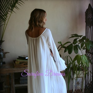 Chemise de nuit à manches longues en coton blanc Jane Austen Chemise de nuit en coton Jane Austen Lingerie en coton Vêtements de nuit en coton blanc Robe en coton