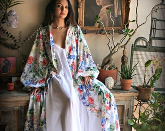 100% Cotton Robe Garden Print Cotton Lingerie Cotton Sleepwear - Etsy