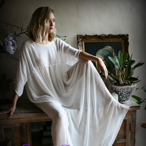 Bridal Chiffon Nightgown Lounge Dress Bridal Sleepwear Wedding Lingerie Bridal Chiffon Lingerie Chiffon Sleepwear White Lingerie