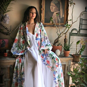 100% Cotton Robe Flower Print Cotton Lingerie Cotton Sleepwear Bridal Nightgown Wedding Sleepwear Honeymoon Lingerie