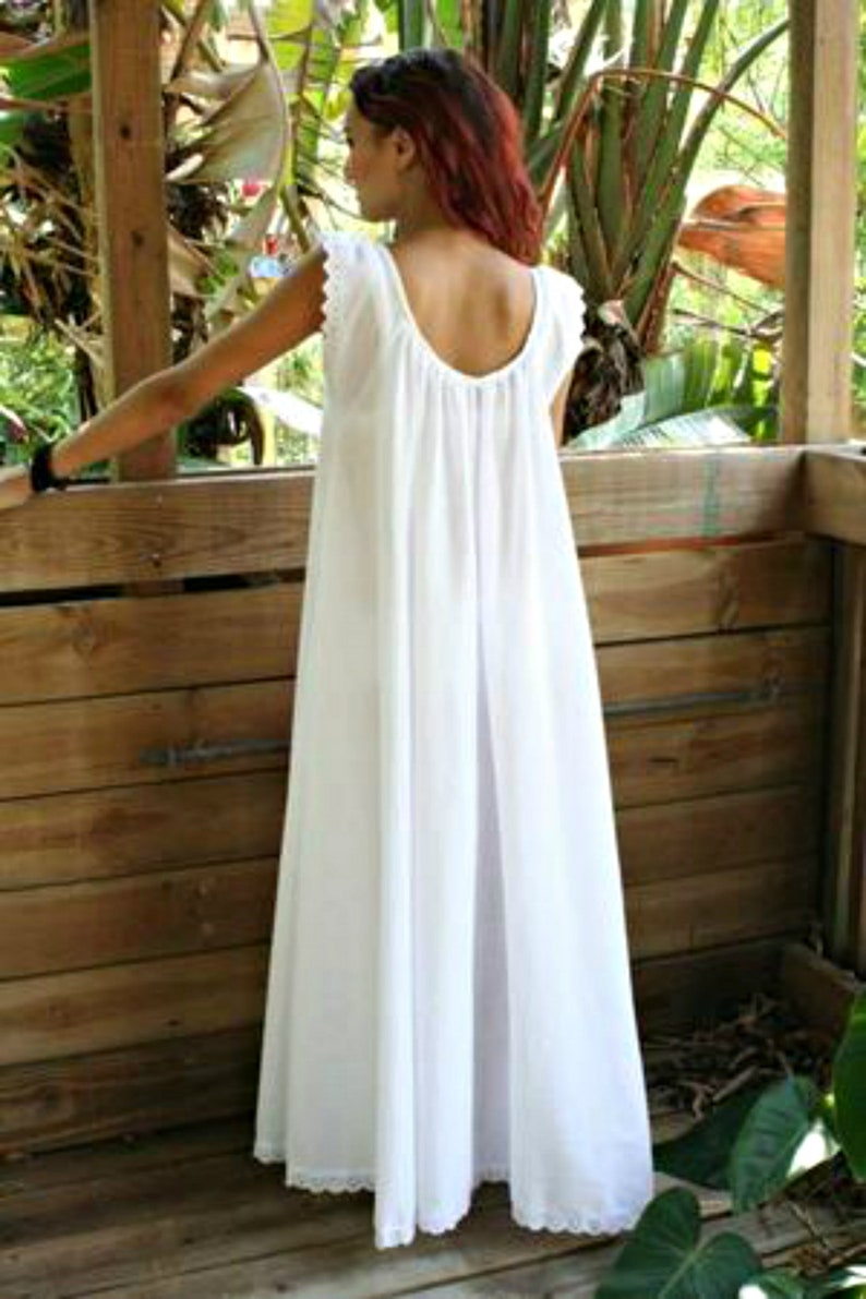 White Cotton And Prints Jane Austen Cotton Nightgown Bridal Wedding Lingerie Cotton Honeymoon Nightgown Cotton Sleepwear image 6