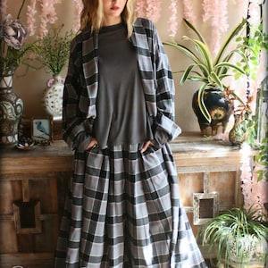 LIMITED EDITION Gray Flannel Plaid Robe Cotton Flannel Flannel Sleepwear Cotton Flannel Robe Flannel Lingerie Cotton Robe image 2