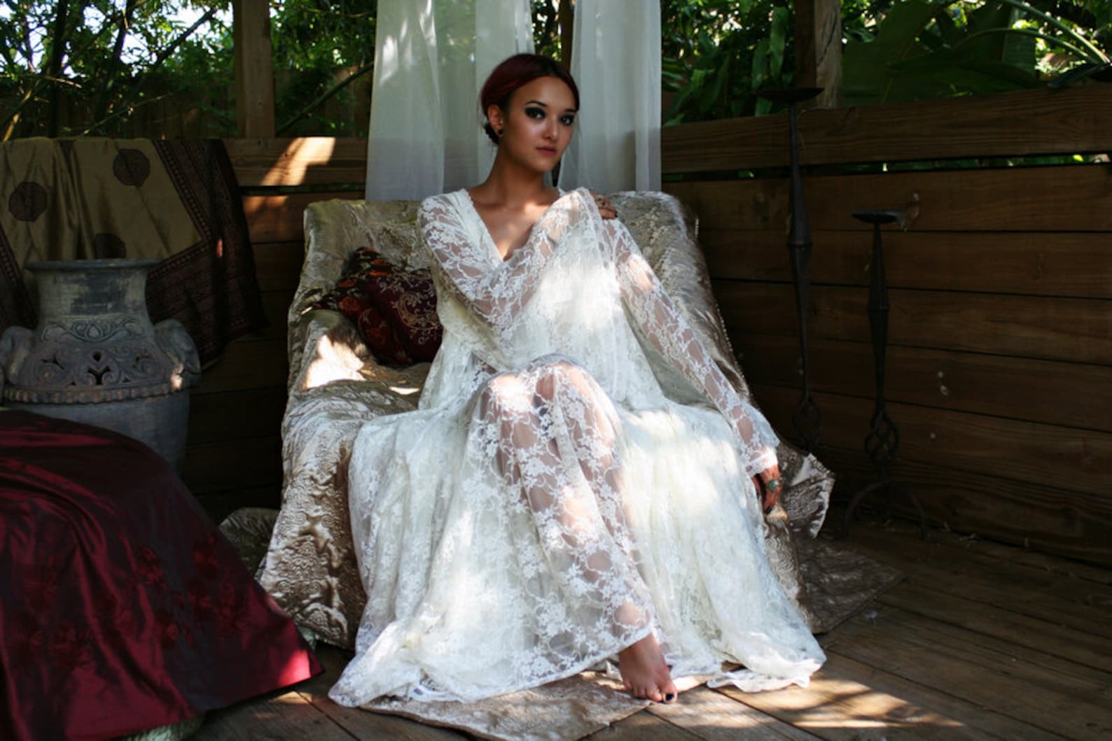 Bridal Robe Wedding Lingerie White Lace Robe Bridal Sleepwear | Etsy