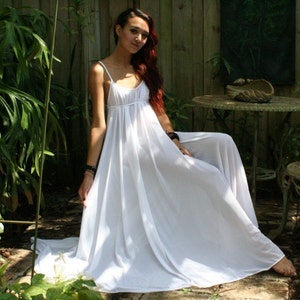Grecian Goddess Bridal Nightgown Wedding Lingerie White Nylon Angelic Honeymoon Gown Romantic Sleepwear image 2