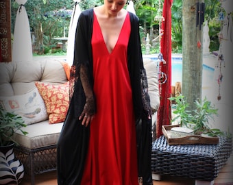 Peignoir Femme Morgan Taylor Satin Noir - Taille L, Style Sexy, Occasion Très Bon état