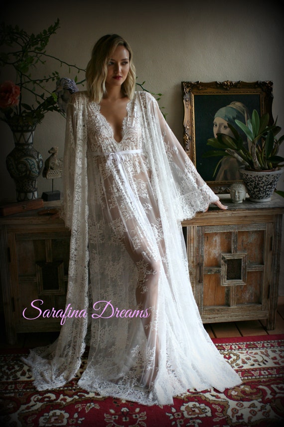 bridal lingerie Bridal Lace Backless Nightgown Wedding Sleepwear Bridal ...
