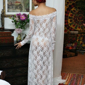 White Lace Off Shoulder Bridal Nightgown Wedding Lingerie Bridal Sleepwear Bridal Lingerie Lace Lingerie Lace Nightgown White Lingerie